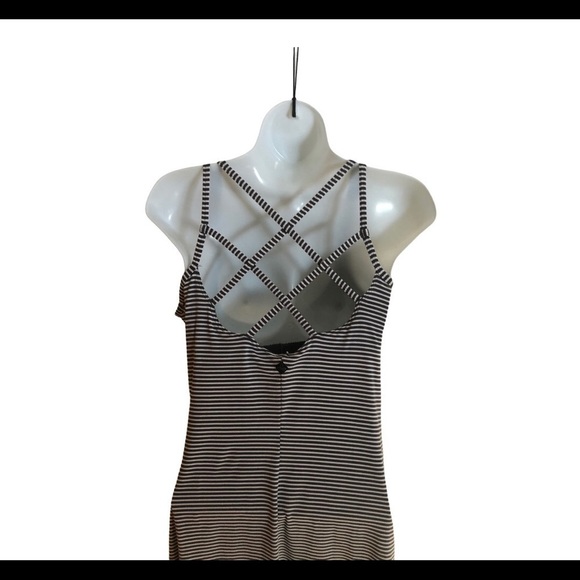 Prana Rebecca Dress Women's Striped Charcoal L Cage Strappy Back Beach Pool - Picture 4 of 7